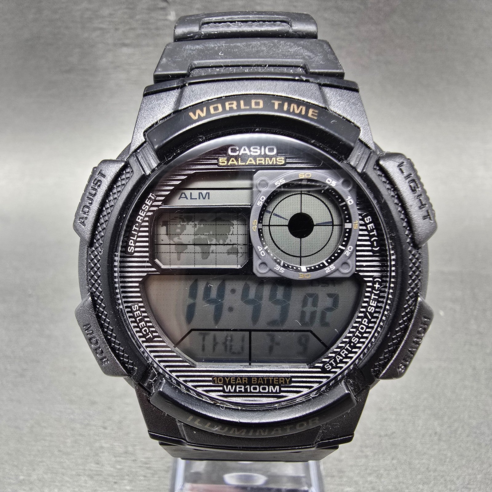 Casio AE-1000W Watch Men 44mm Black Dial Gray Black World Time Digital New Batt0