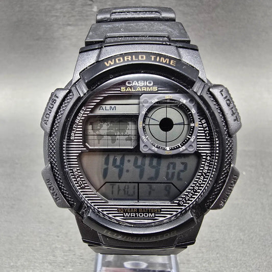 Casio AE-1000W Watch Men 44mm Black Dial Gray Black World Time Digital New Batt0