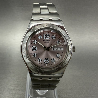 Swatch Irony Ciel Clair Watch Women 33mm Pink Dial Steel Daydate Round New batt0