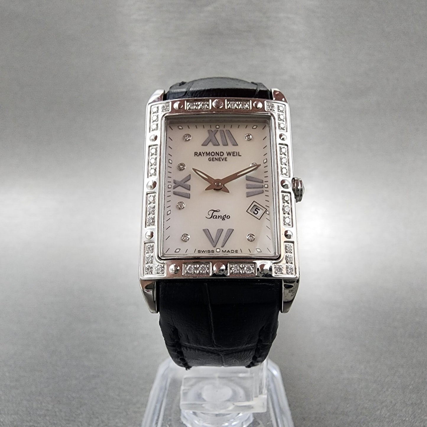 Raymond Weil Tango Tank Watch Women 24mm MOP Dial Steel Diamond New Battery5