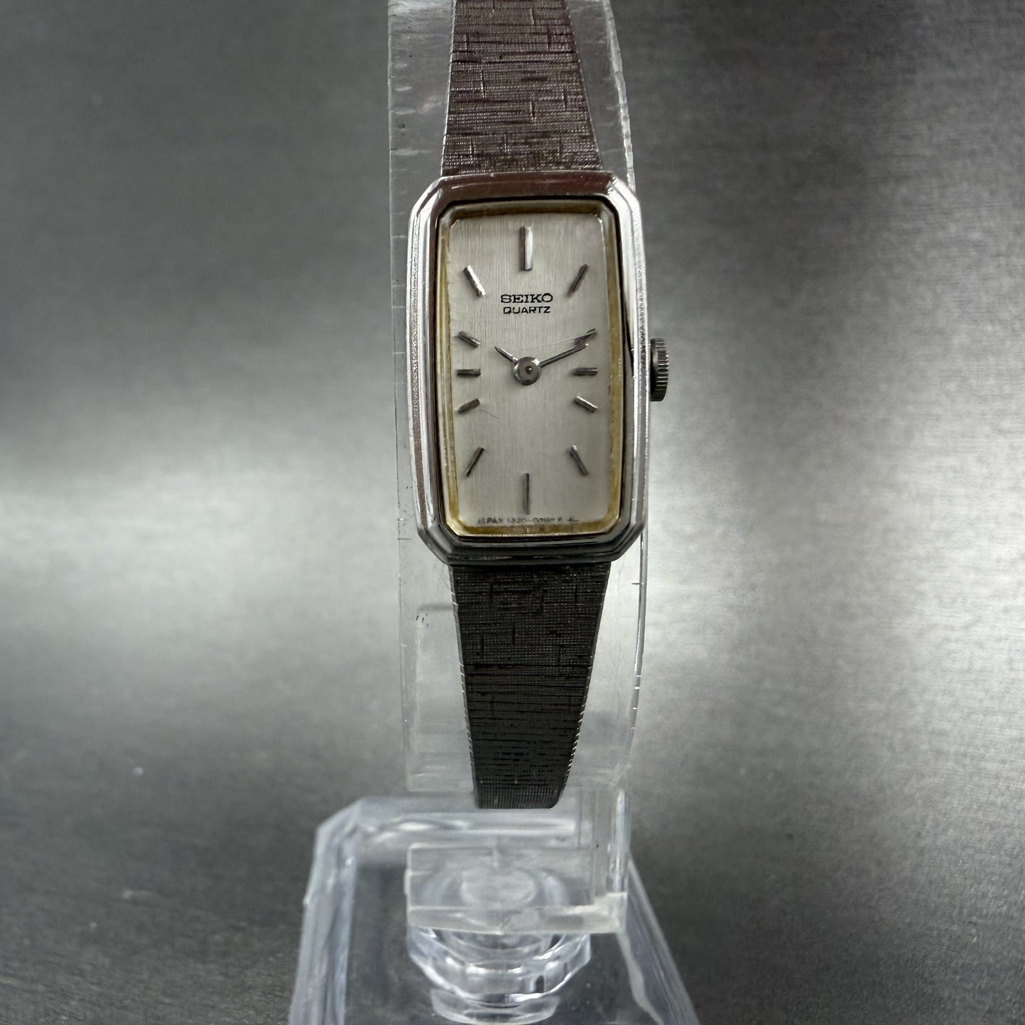 Seiko Watch Women 13mm Silver Dial Silver Tone Rectangle 1320-5779 New Battery5