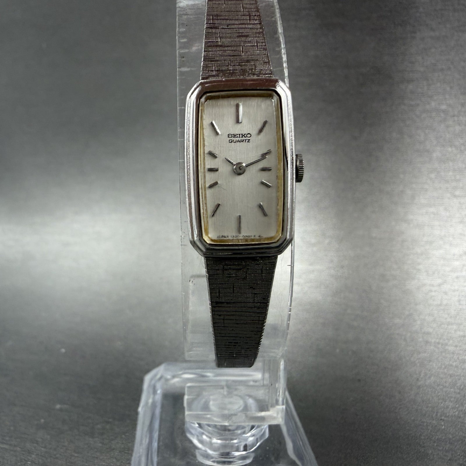 Seiko Watch Women 13mm Silver Dial Silver Tone Rectangle 1320-5779 New Battery5