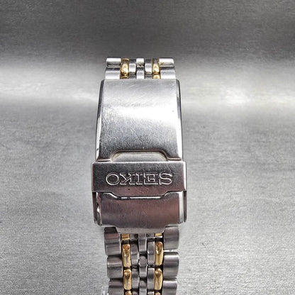 Seiko Watch Men 37mm Blue Dial Two Tone Date Round 7N42-7A90 New Battery Vintage7