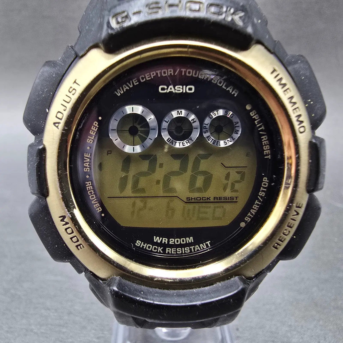 Casio G-Shock GW-330A Watch Men 43mm Black Gold Alarm Chronograph Digital Solar0