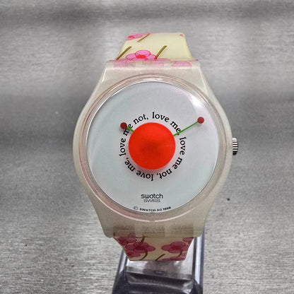 Swatch LOVE ME Watch Women 34mm White Dial White Tone Round GW120 New Battery0