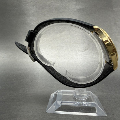Seiko Watch Men 37mm Silver Dial Gold Tone Date Round 7N42-0EY0 New Battery VTG8