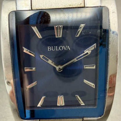 Bulova Tank Watch Men 35mm Blue Dial Silver Tone Rectangle 96A169 New Battery1