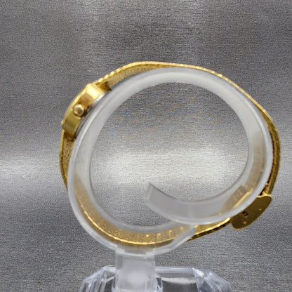 Gruen Watch Women 18mm Gold Dial Gold Tone Round Mesh band New Battery5