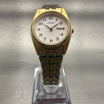 Seiko Watch Women 24mm White Dial Gold Tone Daydate Round 7N83-0011 New Battery5