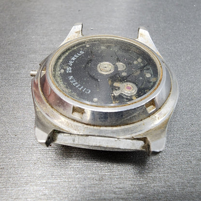 Citizen Skeleton Watch Men 38mm Silver Tone Round Automatic VTG PARTS8