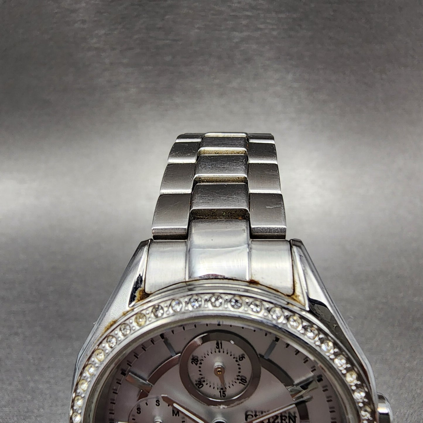 Citizen EcoDrive Watch Women 34mm Silver Dial Steel Daydate Round Crystal Works4