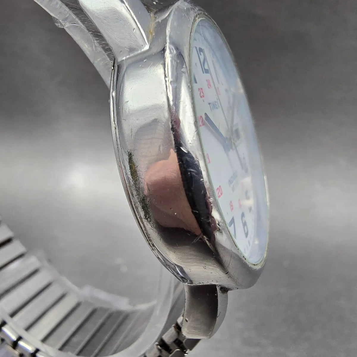 Timex Easy Reader Watch Men 35mm White Dial Silver Daydate T20461 New Battery 893