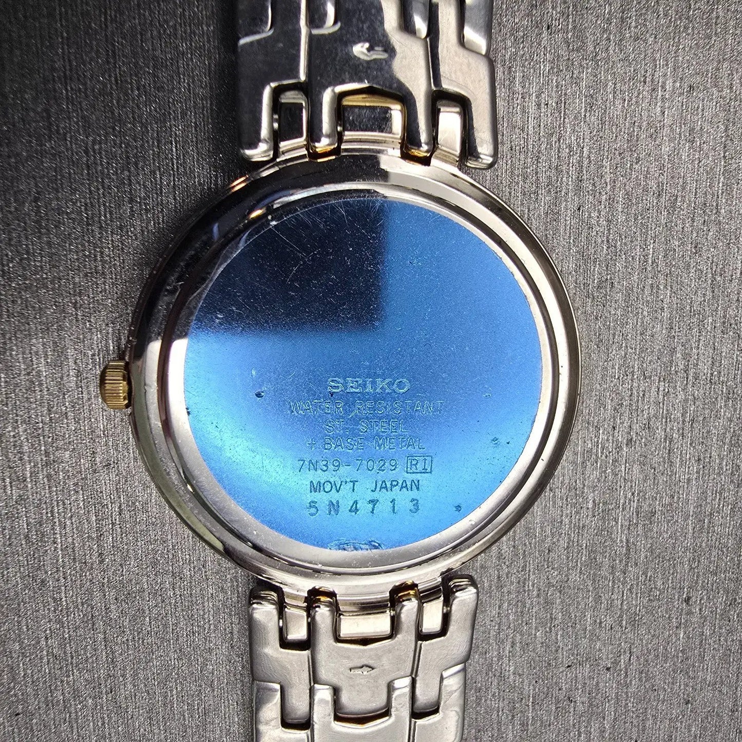 Seiko Watch Men 34mm White Dial Two Tone Date Round 7N39-7029 New Battery VTG10