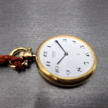 Seiko Pocket Watch 29mm White Dial Gold Tone Round 2620 New Battery5