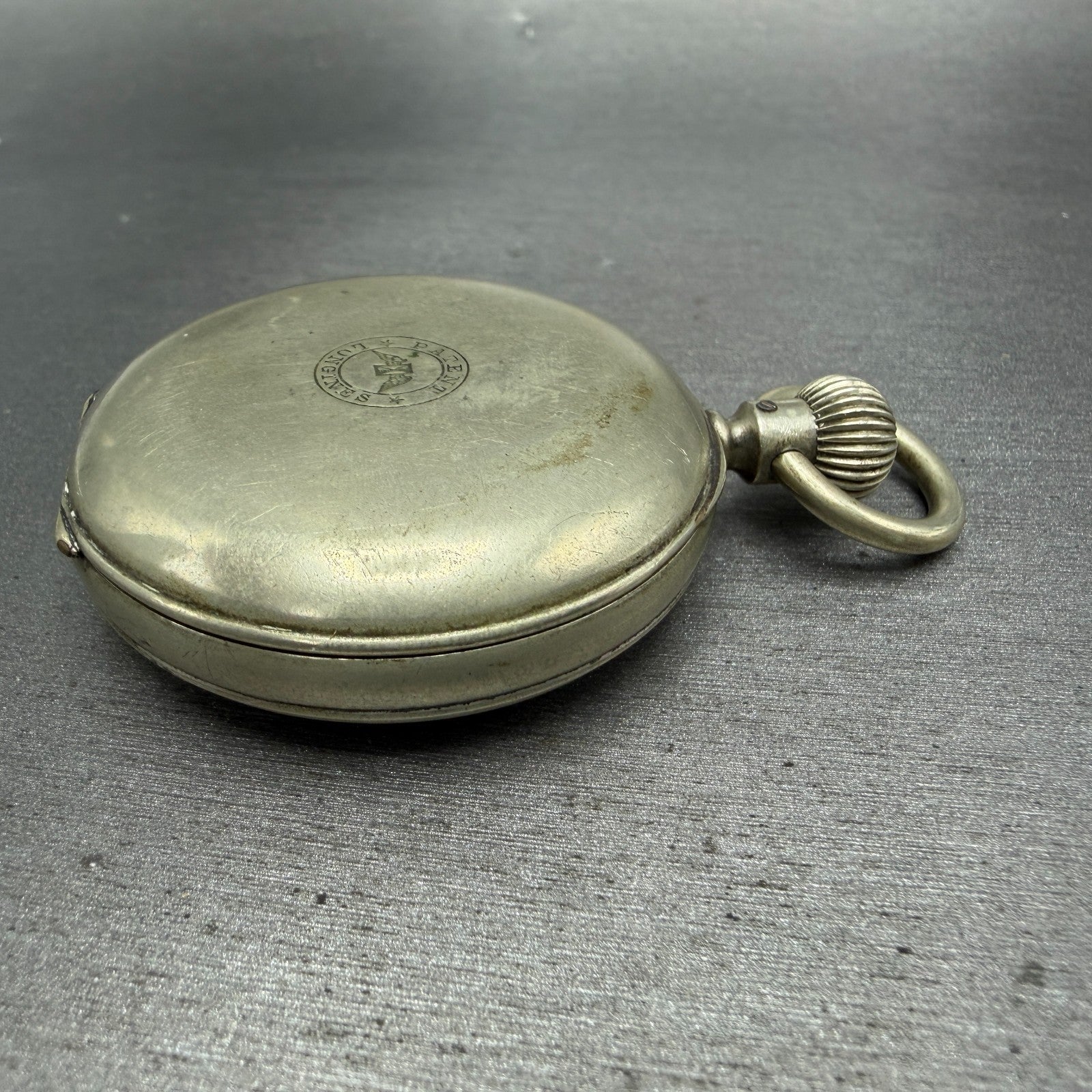 Longines Pocket Watch 49mm Black Dial Silver Case Round Manual Wind Runs VTG9