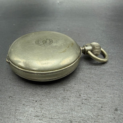 Longines Pocket Watch 49mm Black Dial Silver Case Round Manual Wind Runs VTG9