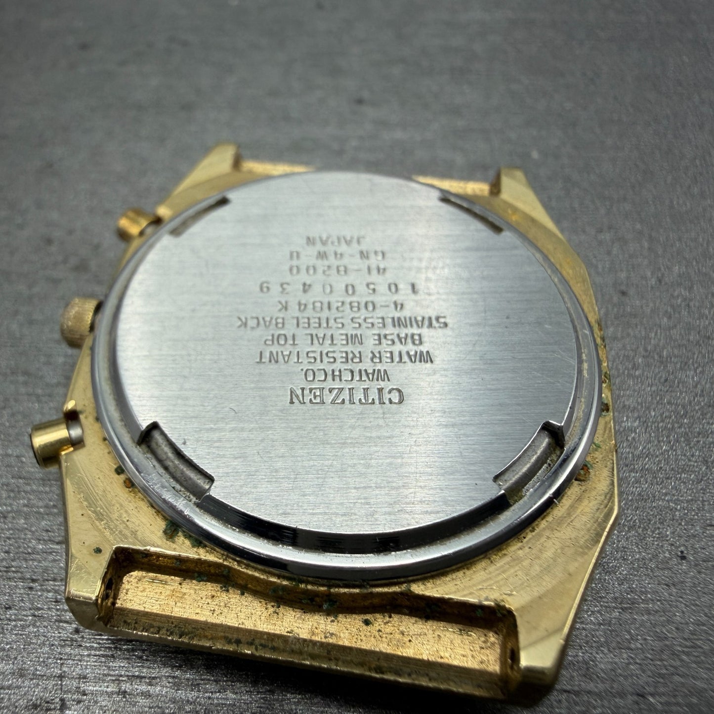 Citizen Analog Digital Watch Men 33mm Champagne Dial Gold Tone 4-082184 PARTS8