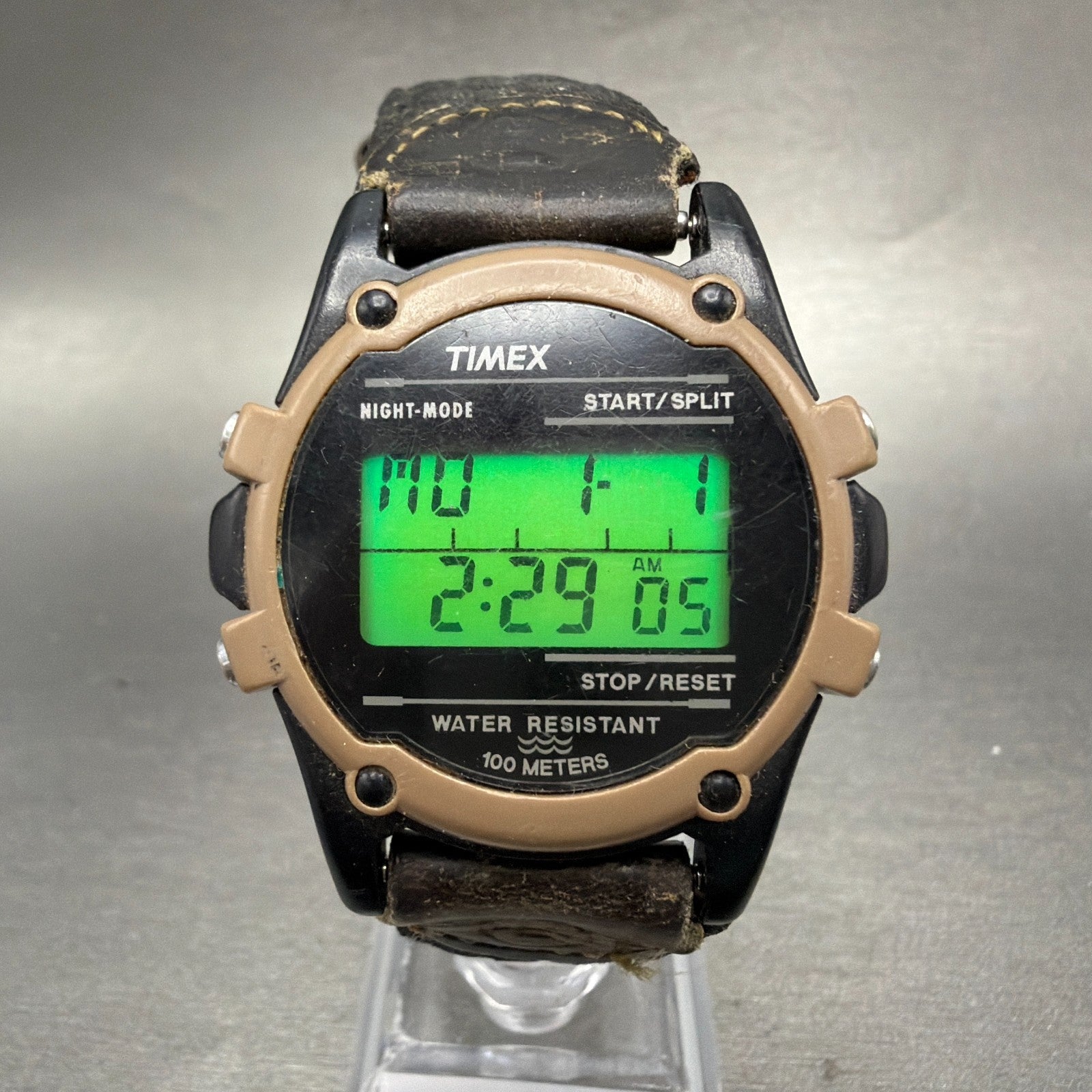 Timex Expedition Watch Men 38mm Digital Brown Black Tone Round READ!!!! New Batt0