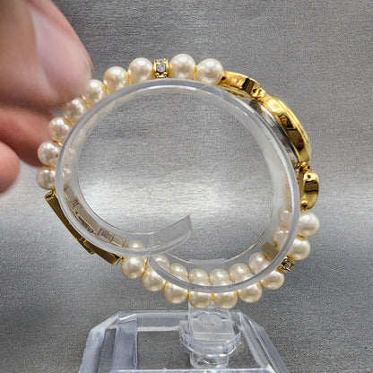 Avon Watch Women 18mm Silver Dial Gold Tone Oval Crystal Accents New Battery8