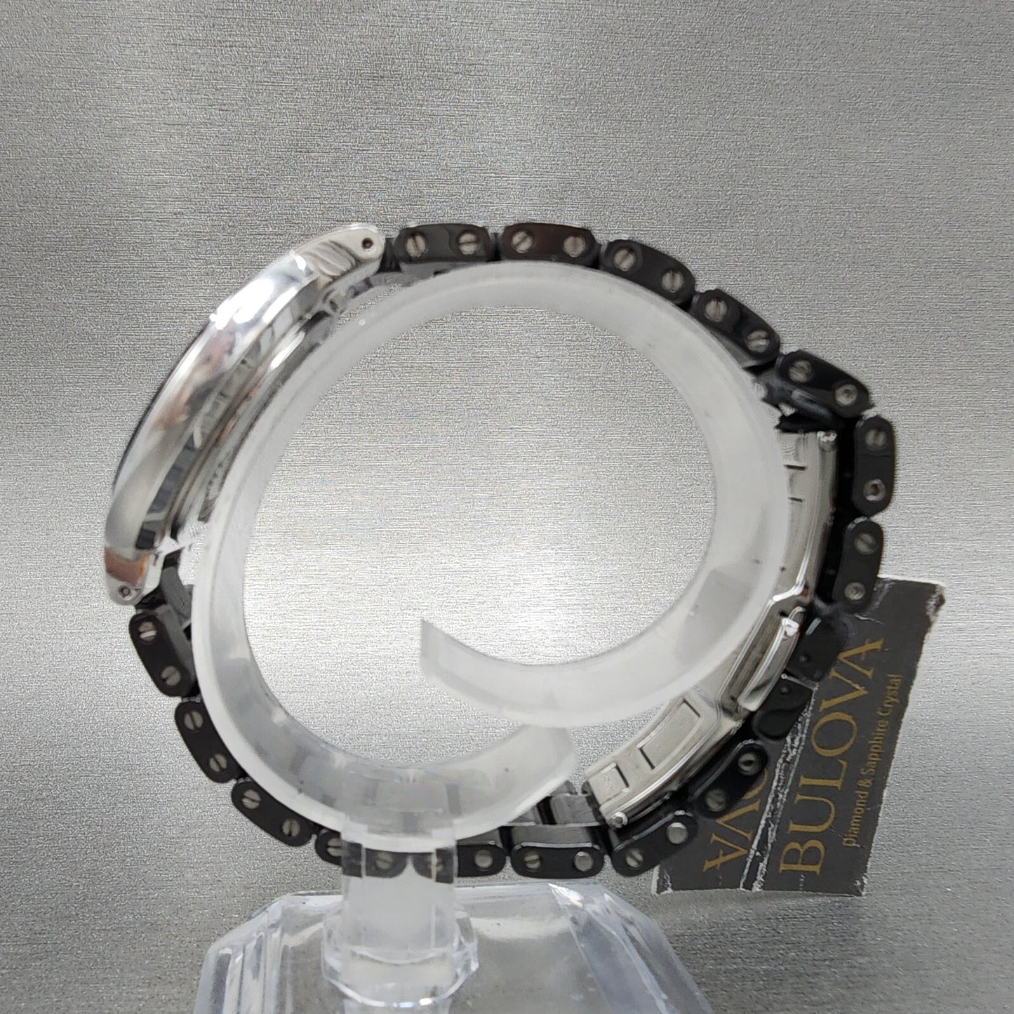 Bulova Rubaiyat Watch Women 35mm Black Dial Black Ceramic Diamond Bezel 98R2666