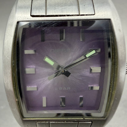 Diesel Watch Women 27mm Purple Dial Stainless Steel Rectangle DZ-1031 New Batt1