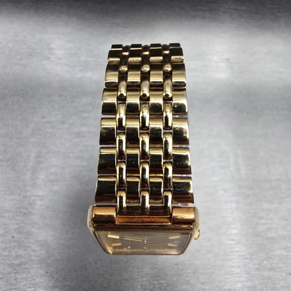 Seiko Tank Watch Men 27mm Champagne Dial Gold Date Rectangle 7N39-5A39 New Batt4