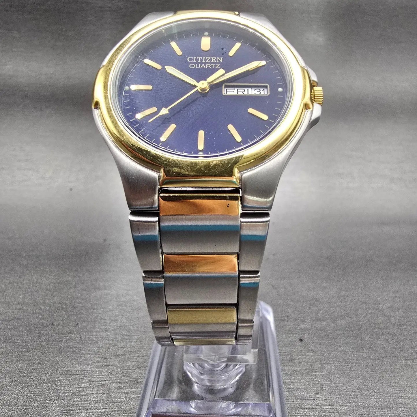 Citizen Watch Men 37mm Blue Dial Two Tone Daydate 2500-S071887 New Battery5