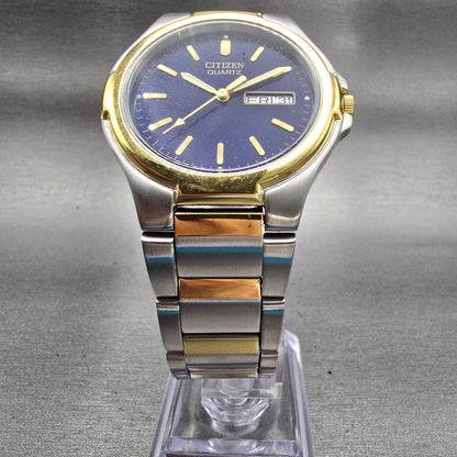 Citizen Watch Men 37mm Blue Dial Two Tone Daydate 2500-S071887 New Battery5
