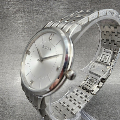 Bulova Watch Women 31mm Silver Dial Stainless Steel Round 96P183 New Battery1
