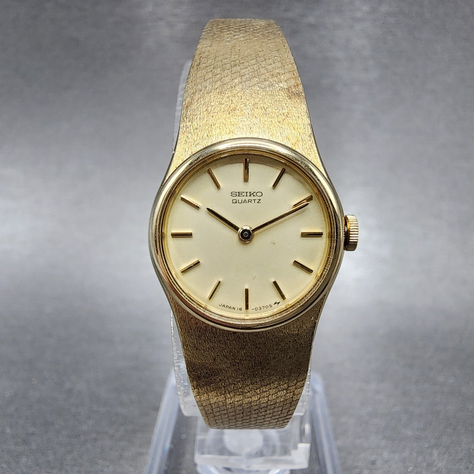 Seiko Watch Women 19mm Cream Dial Gold Tone Round 160079 New Battery VTG0