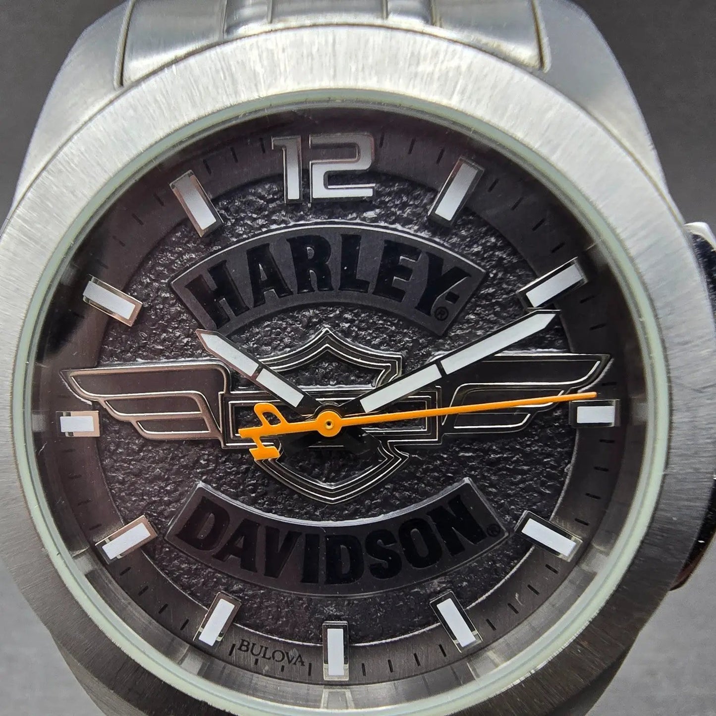 Bulova Harley Davidson Watch Men 42mm Gray Dial Silver Tone 76A157 New Battery1