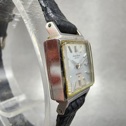 Seiko Solar Special Tank Watch Women 15mm Silver Tone Stainless Steel Runs3