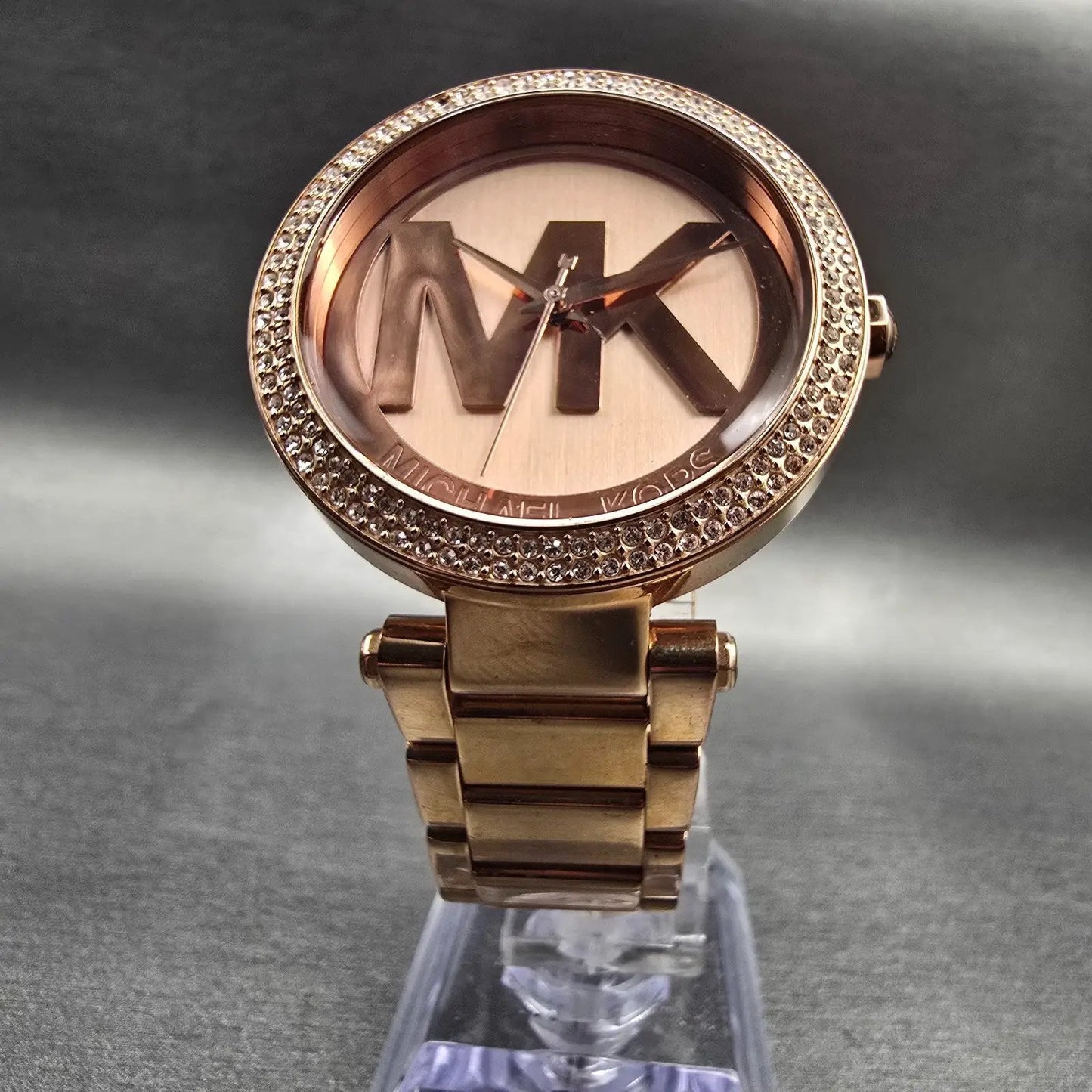 Michael Kors Parker Watch Women 39mm Rose Gold Gemmed MK-5865 New Battery LPF5