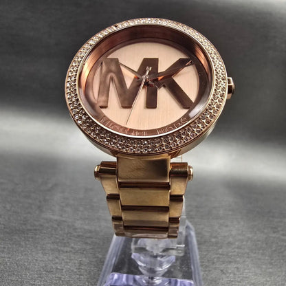 Michael Kors Parker Watch Women 39mm Rose Gold Gemmed MK-5865 New Battery LPF5