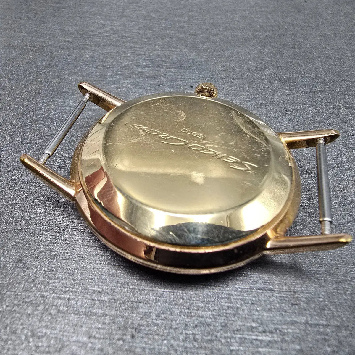 Seiko Crown Watch Men 35mm White Dial Gold Round Manual Wind 15002 JDM PARTS11