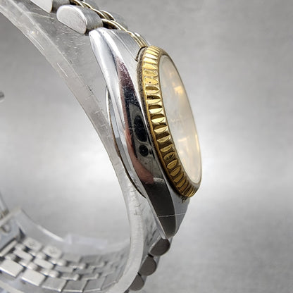 Seiko Watch Women 24mm White Dial Two Tone Daydate Round 7N830041 New Batt VTG3