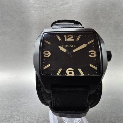 Fossil Watch Men 44mm Black Dial Black Tone Rectangle JR1386 New Battery5