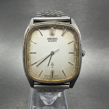 Seiko Watch Men 30mm Silver Dial Silver Tone Rectangle 78305210 PARTS0