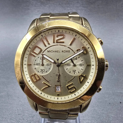 Michael Kors Mercer Watch 42mm Women Champagne Dial Gold Chronograph New Batt0