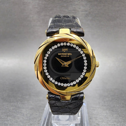 Raymond Weil Othello Watch Women 24mm Black Dial Gold Plated Round New Battery0