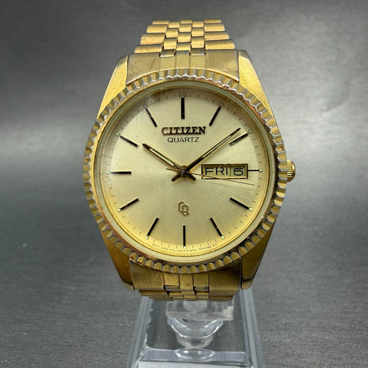 Citizen CQ President Watch Men 35mm Gold Dial Gold Tone Daydate 6101-915224 PART0