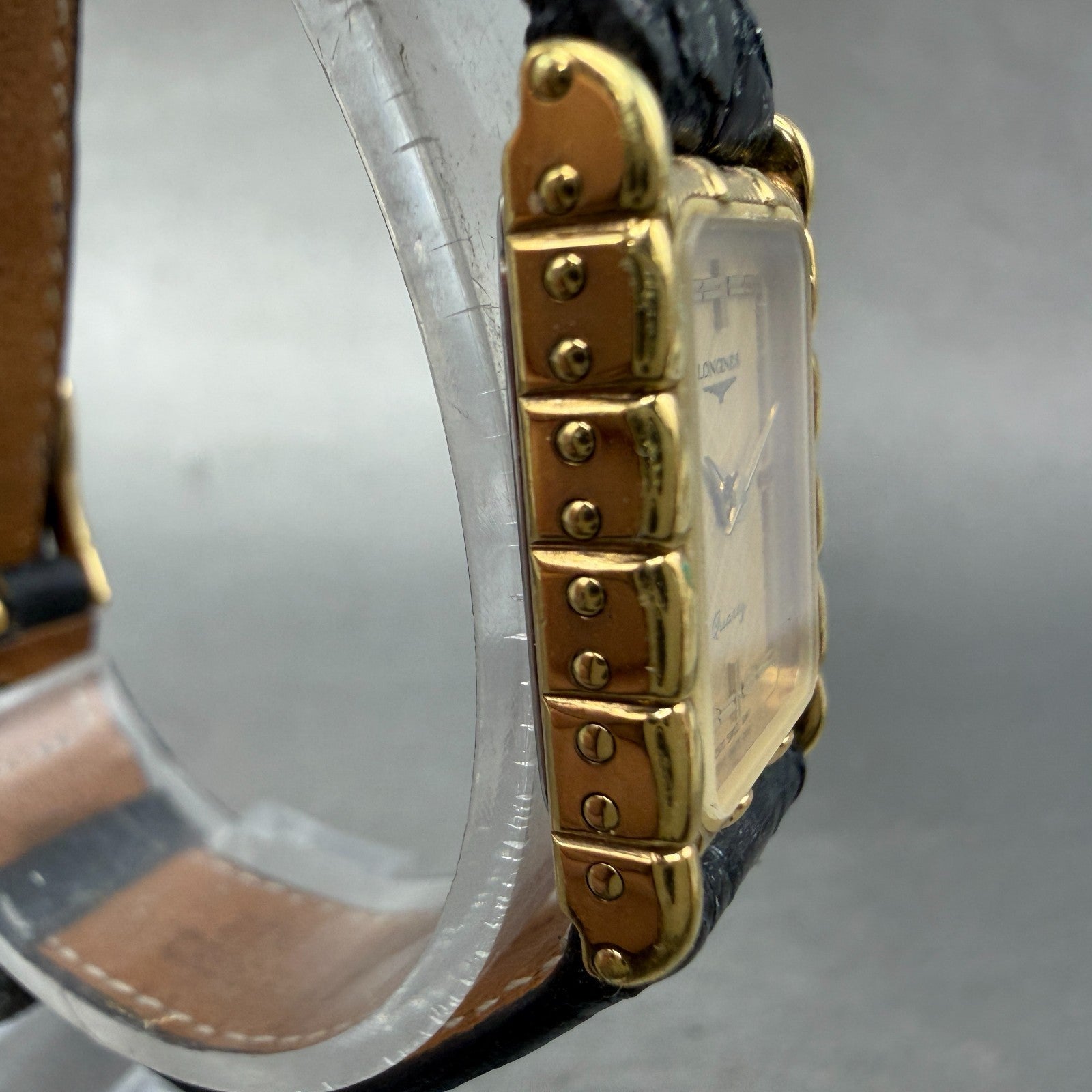 Longines Tank Watch Women 17mm Gold Dial Gold Tone Rectangle New Battery VTG3