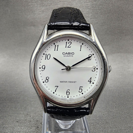 Casio Watch Men 37mm White Dial Silver Tone Round MTP1239DJ New Battery0