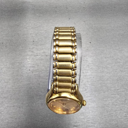 Seiko Watch Women 20mm Gold Dial Gold Tone Round 1N01-0E19 New Battery Vintage4