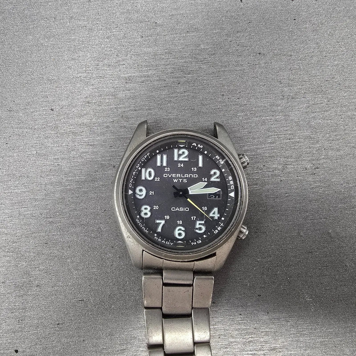 Casio Overland WTS Watch Men 39mm Gray Dial Titanium Date OVW-100TDJ  PARTS0