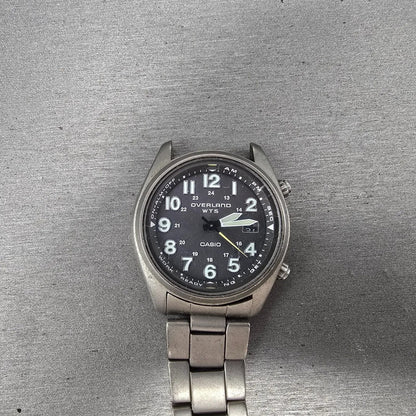 Casio Overland WTS Watch Men 39mm Gray Dial Titanium Date OVW-100TDJ  PARTS0