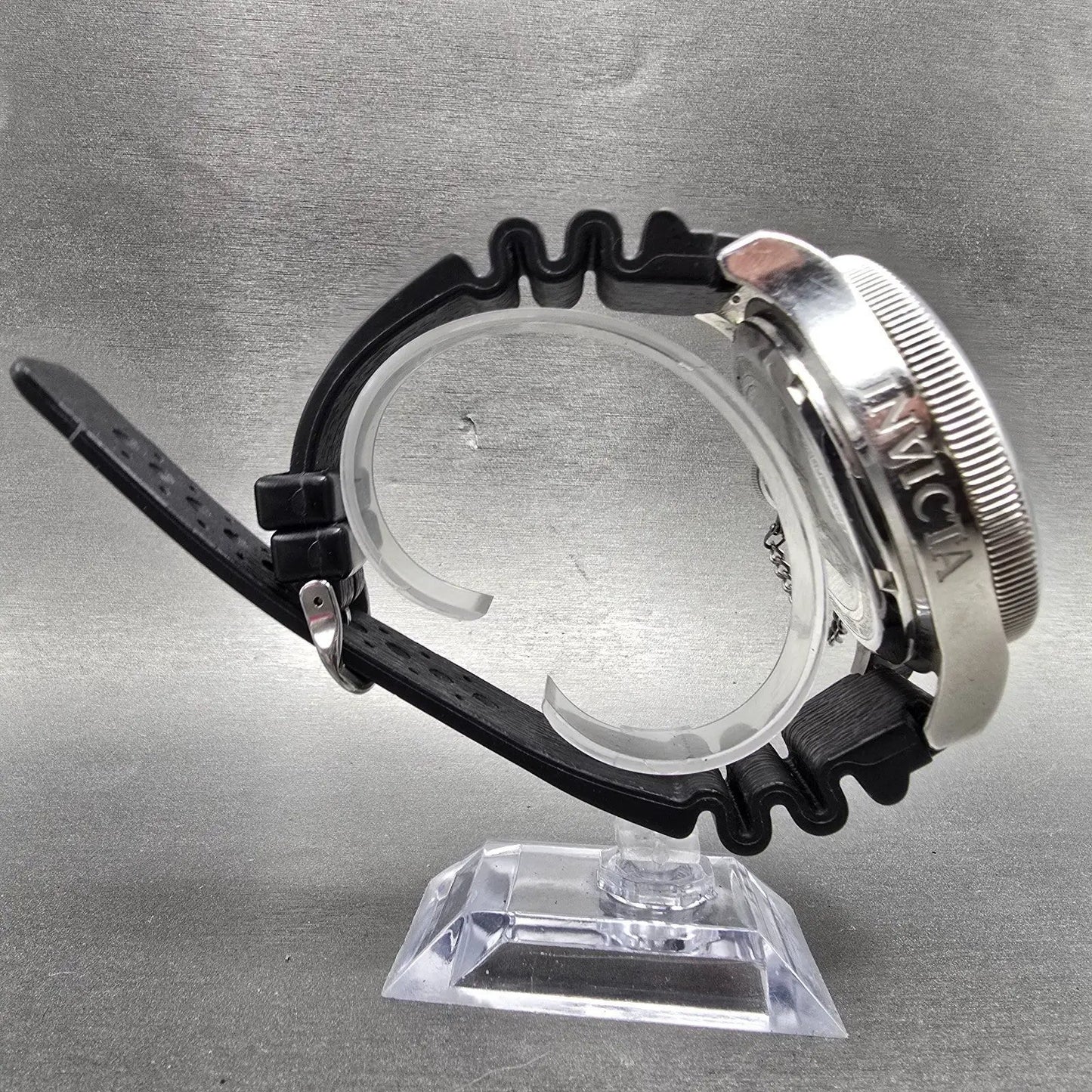 Invicta Russian Diver Chronograph Watch Men 52mm Black Dial Silver Tone New Batt8