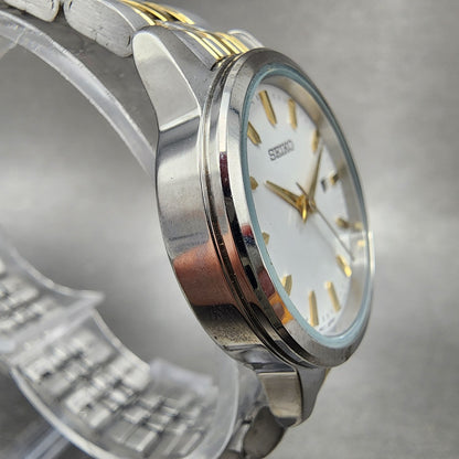 Seiko Watch Women 29mm White Dial Two Tone Date Round 6n2200a0 New Battery3