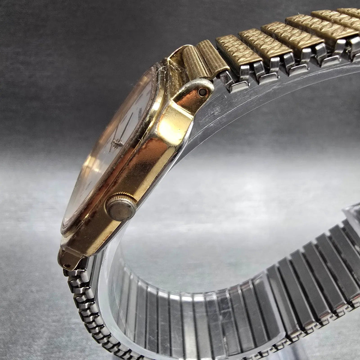 Seiko Watch Men 27mm White Dial Gold Tone Rectangle 5P31-5270 New Battery2