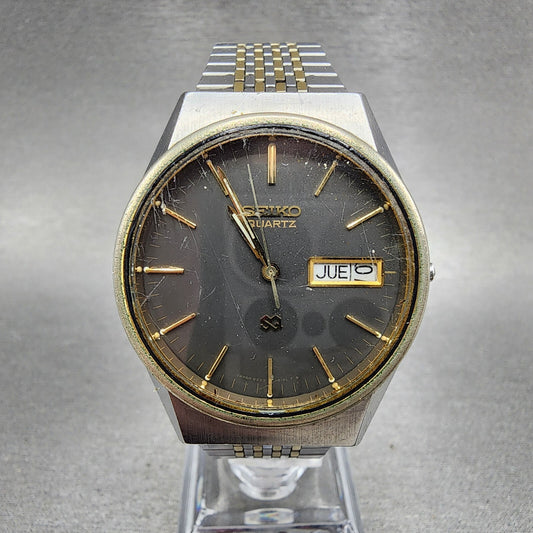 Seiko SQ Watch Men 35mm Gray Dial Two Tone Daydate Round 82238009 PARTS0